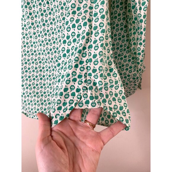 Talbots Sz 8 Green Apple Long Sleeve Button Shirt Novelty Fall Cottagecore Teach - Picture 6 of 12